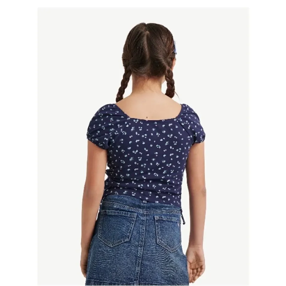 Justice Girls Puff Short Sleeve Cinched Top Shirt, Size XL (16/18)